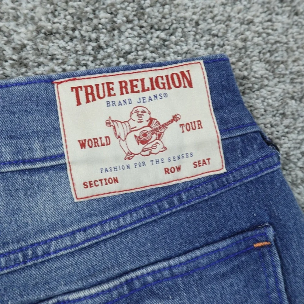 NEW True Religion Shorts Mens 30 Dark Blue Denim Jean Jorts Rocco Relaxed Skinny
